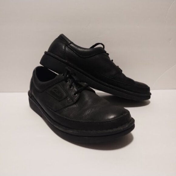 Clarks Mens Shoes Size 12 Black Lace Up Low Top Oxford Comfort Round Toe Leather - Picture 1 of 8